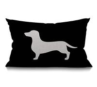 BGBDEIA Dachshund Lumbar Cushion Cover 30X50cm 12x20 Inch Decorative Bedroom Living Room Dog with Black Background Rectanglar Throw Pillow Cover for Bed Sofa Couch
