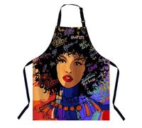 BGBDEIA Fashion Afro American Apron for Women Men, Adjustable Apron Cooking Kitchen Chef Apron for Home Kitchen, Baking Gardening BBQ, Coffee House, Restaurant