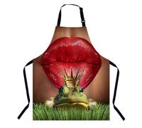 BGBDEIA Female Lips Kiss a Frog Kitchen Apron for Women Men, Unisex Adjustable Cooking Apron, Waterproof Apron for Home Kitchen, Restaurant, Coffee House