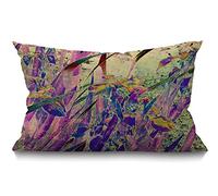 BGBDEIA Floral Cushion Cover 12x20 Inch Vintage Art Nature Irises Flower Leaves Rectangle Pillow Cases Home Decorative Cotton Linen Throw Pillow Cover for Bed Sofa Purple Green 30 x 50 cm