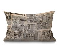 BGBDEIA French Newspaper Cushion Cover 30 x 50 cm Vintage Woman Fashion Magazine Paris Rectangle Pillow Cases Home Decorative Cotton Linen Throw Pillow Cover for Bed Sofa 12x20 Inch