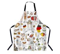 BGBDEIA German Landmarks and Food Apron for Women Men, Adjustable Apron Cooking Kitchen Chef Apron for Home Kitchen, Baking Gardening BBQ, Coffee House, Restaurant