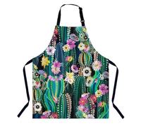 BGBDEIA Green Plants Succulent Colorful Flowers Kitchen Apron for Women Men, Unisex Adjustable Cooking Apron, Waterproof Apron for Home Kitchen, Restaurant, Coffee House