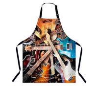 BGBDEIA Guitar Surrounded with the Lightnings Chefs Apron, Cooking and Baking Apron for Men and Women, Kitchen Apron, Butchers Apron, BBQ & Catering Bibs