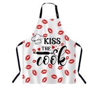 BGBDEIA Kiss The Cook Apron, Adjustable Neck Bib Apron for Men Women, Size 27" x 31", Polyester, Unisex, Kiss The Cook