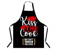 BGBDEIA Kiss The Cook Kitchen Apron for Women Men, Unisex Adjustable Cooking Apron, Waterproof Apron for Home Kitchen, Restaurant, Coffee House