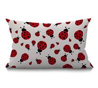 BGBDEIA Ladybug Cushion Cover,Ladybird Cotton Linen Throw Lumbar Pillow Case Pillow Cover Home Office Decorative Rectangle 12 X 20 Inches 30 x 50 cm