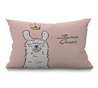 BGBDEIA llama queen Lumbar Cushion Cover 30 x 50 cm 12x20 Inch Decorative Bedroom Living Room Alpaca Wearing Crown Funny Cute Animal Cartoon Rectanglar Throw Pillow Cover for Bed Sofa Couch
