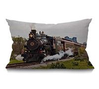 BGBDEIA Nice Gift Vintage Steam Train Waist Lumbar Cotton Linen Cushion Cover Throw Pillow case for Sofa Home Decorative Oblong 30 x 50 cm 12 x 20 Inches