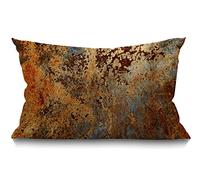 BGBDEIA Oblong Cushion Cover Farmhouse 12x20 Inch Soft Linen Throw Pillowcase Brown Rust Metal Rusty Steel Iron Structure modern abstract Pillow Cover for Couch Bed Sofa Chair,30 x 50 cm
