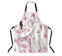 BGBDEIA Paris Symbols Pattern Chefs Apron, Cooking and Baking Apron for Men and Women, Kitchen Apron, Butchers Apron, BBQ & Catering Bibs
