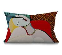 BGBDEIA Picasso Le Reve The Dream Painting Decorative Linen Cushion Cover 30 x 50 cm (12" x 20") Rectangular Throw Pillow Covers for Garden Patio Living Room Couch Sofa