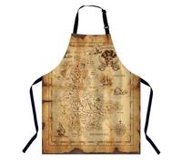 BGBDEIA Pirate Treasure Map Kitchen Apron for Women Men, Adjustable Apron Chef Bakers Apron Cooking Apron Cooking Baking Gardening