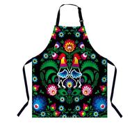 BGBDEIA Polish Floral Folk Art Square Pattern with Rooster Kitchen Apron for Women Men, Unisex Adjustable Cooking Apron, Waterproof Apron for Home Kitchen, Restaurant, Coffee House