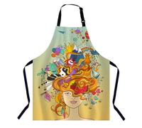 BGBDEIA Psychedelic Girl Kitchen Apron for Women Men, Adjustable Apron Chef Bakers Apron Cooking Apron Cooking Baking Gardening