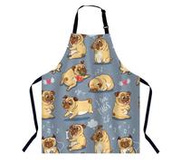 BGBDEIA Pug Puppies Dog Cartoon Bull Terrier Baby Animal Kitchen Apron for Women Men, Adjustable Apron Chef Bakers Apron Cooking Apron Cooking Baking Gardening