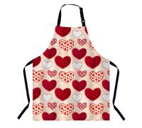 BGBDEIA Red and Pink Love Valentin's Day Kitchen Apron for Women Men, Adjustable Apron Chef Bakers Apron Cooking Apron Cooking Baking Gardening