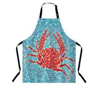 BGBDEIA Red Crab Mosaic Apron for Women Men, Adjustable Apron Cooking Kitchen Chef Apron for Home Kitchen, Baking Gardening BBQ, Coffee House, Restaurant