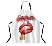 BGBDEIA Red Lips Quotes On a bad day there's always lipstick Kitchen Apron for Women Men, Unisex Adjustable Cooking Apron, Waterproof Apron for Home Kitchen, Restaurant, Coffee House