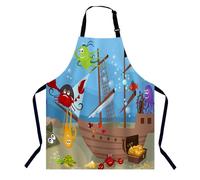 BGBDEIA Sea Life Kitchen Apron for Women Men, Adjustable Apron Chef Bakers Apron Cooking Apron Cooking Baking Gardening