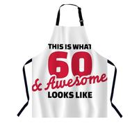 BGBDEIA This is what 60 and awesome looks like - 60th birthday Kitchen Apron for Women Men, Unisex Adjustable Cooking Apron, Waterproof Apron for Home Kitchen, Restaurant, Coffee House