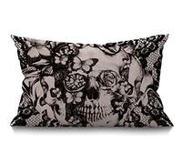 BGBDEIA Victorian Gothic Lace Skull Farmhouse Cushion Cover 12x20 Inch,Home Decorative Throw Pillow Case Pillow Cover,Home Gifts,Housewarming Gift 30 x 50 cm