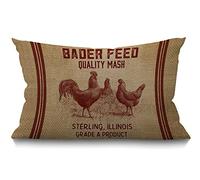 BGBDEIA Vintage Like Chicken Feed Sack Burlap Cushion Cover,Home Decor Throw Pillow Cover Waist Lumbar Cotton Linen Throw Pillow case for Sofa Home Decorative Oblong 12x20 Inches 30 x 50 cm