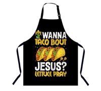 BGBDEIA Wanna taco Bout Jesus Lettuce Pray Apron Adjustable Neck Bib Apron for Men Women,Suitable for Kitchen Cooking Waitress Chef Apron