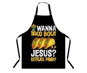 BGBDEIA Wanna taco Bout Jesus Lettuce Pray Apron Adjustable Neck Bib Apron for Men Women,Suitable for Kitchen Cooking Waitress Chef Apron