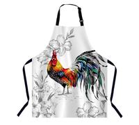 BGBDEIA Watercolor Pattern with Roosters Apron for Women Men, Adjustable Apron Cooking Kitchen Chef Apron for Home Kitchen, Baking Gardening BBQ, Coffee House, Restaurant