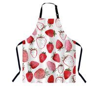 BGBDEIA Watercolor Strawberries Kitchen Apron for Women Men, Unisex Adjustable Cooking Apron, Waterproof Apron for Home Kitchen, Restaurant, Coffee House