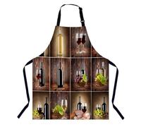 BGBDEIA Wine collage Kitchen Apron for Women Men, Adjustable Apron Chef Bakers Apron Cooking Apron Cooking Baking Gardening