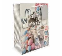 BGC Studios Wraptastic Baby Shower Bag with Tag, Pink & Blue, Medium