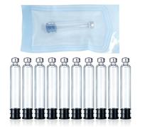 BGCCWJ 3ML Pen Cartridge Style Vials,10Pcs Individually Sealed Package Glass Pen Cartridge Vials,3cc Clear Glass Cartridges Empty Vial with Metal Crimp Cap and Rubber Stopper for V1-V3 Pens,Leakproof