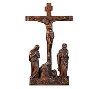 BGCOPPER Standing Crucifix Wall Cross, INRI Jesus Cross for Wall, Handmade Wooden Cross Wall Decor for Home Christmas Gift - 14 Inch