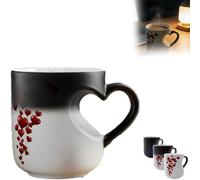 Bgdhinkt Heart-Shaped Colour Changing Mug, Magic Heat Changing Mug, Color Changing Ceramic Coffee Cup with Heart Handle Valentine Birthday Gifts for Men and Women (A)