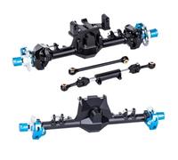 BGDIEAKIN +9mm Aluminum Front Rear Straight Axle with Hydraulic Steering Link for 1/24 RC Crawler SCX24 Deadbolt C10 for JE-EP Gladiator Parts(Titanium Front axle)