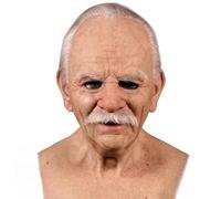 BGEFSD Realistic Old Man Mask Latex Grandpa Old Person Full Head Latex Human Face Mask for Halloween Costume Party Cosplay (B)