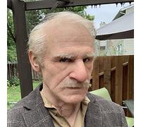 BGEFSD Realistic Old Man Mask Latex Grandpa Old Person Full Head Latex Human Face Mask for Halloween Costume Party Cosplay (A)