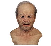 BGEFSD Realistic Old Man Mask Latex Grandpa Old Person Full Head Latex Human Face Mask for Halloween Costume Party Cosplay (C)