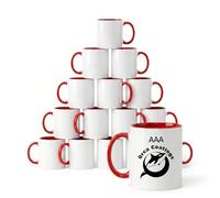 BGExpress Blank Sublimation Mugs Red 11oz - 36 Pack Wholesale White Ceramic Sublimation Coffee Mugs with Orca Coating for Heat Press Transfer Printing Red Handle and Inner
