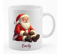 BGExpress Personalised Christmas Mug Set - Festive Xmas Party Mugs for Tea & Coffee - 11oz Custom Name Holiday Cups for Home & Office - Winter Ceramic Tableware Gift Set (Santa)