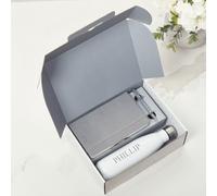 BGExpress Personalised Corporate Gift Set Box - Custom Notebook, Pen & Water Bottle Gift Set Company Gifts Gifting for Employees Business - Corporate Christmas Xmas Presents for Staff (Grey)
