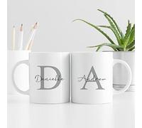 BGExpress Personalised Mug - Initial Name Matching Mugs Custom Gift for Birthdays, Weddings, Valentine's Day, Girlfriend, Boyfriend Coffee Cup Kitchenware - Set of 2