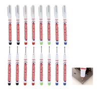 Bgfaquri 16 Pack Long Head Deep Hole Marker, Waterproof Deep Hole Marker Pens for Drill Holes and Hard to Reach Areas, Multi Colour Carpenter Marking Pens for Wood Metal Glass, Black/Blue/Red/Green