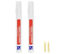Bgfaquri 2 Piece White Grout Pen for Bathroom & Kitchen Tiles, Easy Apply Grout Whitening Pen to Restore Discoloured Joints, Waterproof & Mould Resistant Tile Joint Whitener, 5g Each