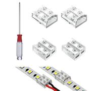 Bgfaquri 4-Pack 2-Pin LED Strip Connectors 10mm for COB/SMD Single Color LED Lights, 12V 24V Tape Light Connectors Includes Double Tape and Strip-to-Wire Connectors with Screwdriver