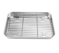 BGFAVCV 9 Inch Toaster Oven Tray and Rack Set, Small Stainless Steel Baking Pan with Cooling Rack,Dishwasher Safe Baking Sheet