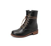 BGFCDFGV Women's fashionable boots with low heels and front lace-up boots,Black,1 UK