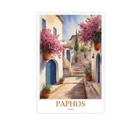 BGFER Paphos Cyprus Travel Poster 4 Canvas Poster Bedroom Decor Landscape Office Room Decor Gift 16x24inch(40x60cm)